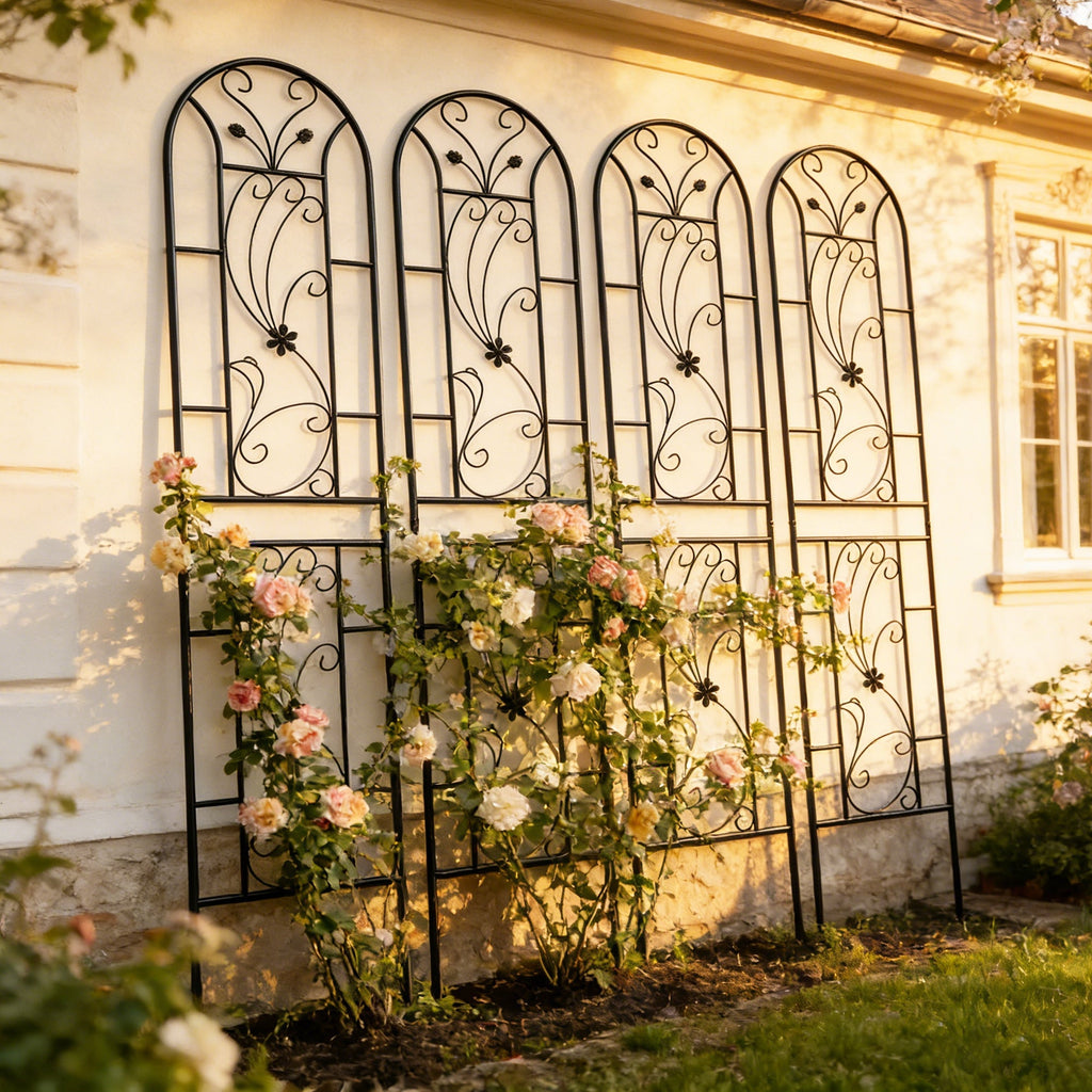 4 Pack Metal Garden Trellis 86.7'' x 19.7'' Rustproof Black