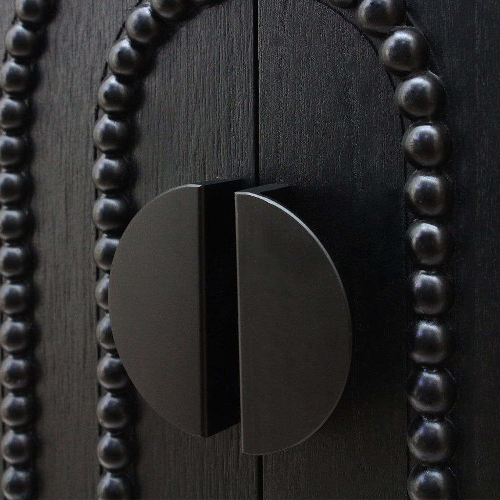Modern Black Wood Storage Cabinet with Decorative Door