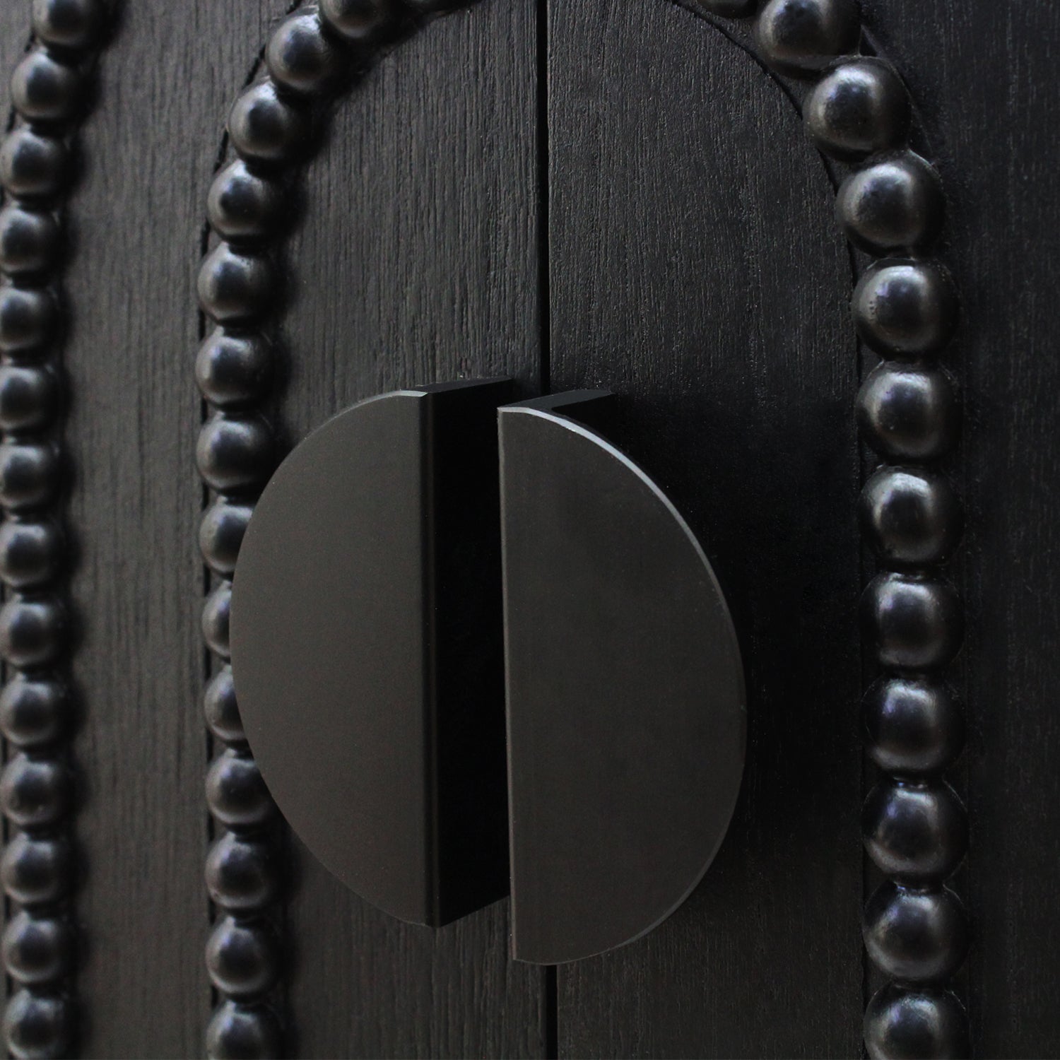 Modern Black Wood Storage Cabinet with Decorative Door