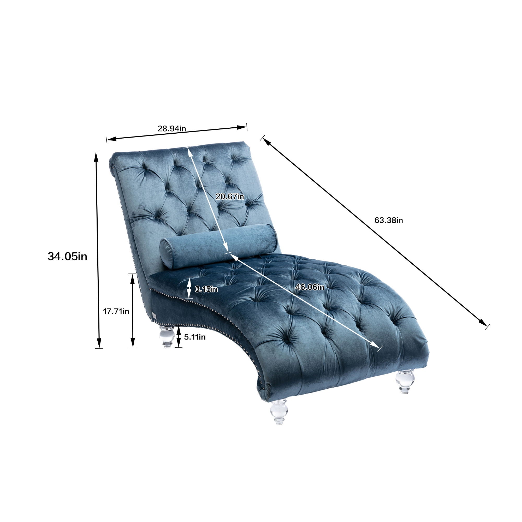 Chaise Lounge Indoor, Button Tufted Upholstered Chaise Lounge Chair With Pillow