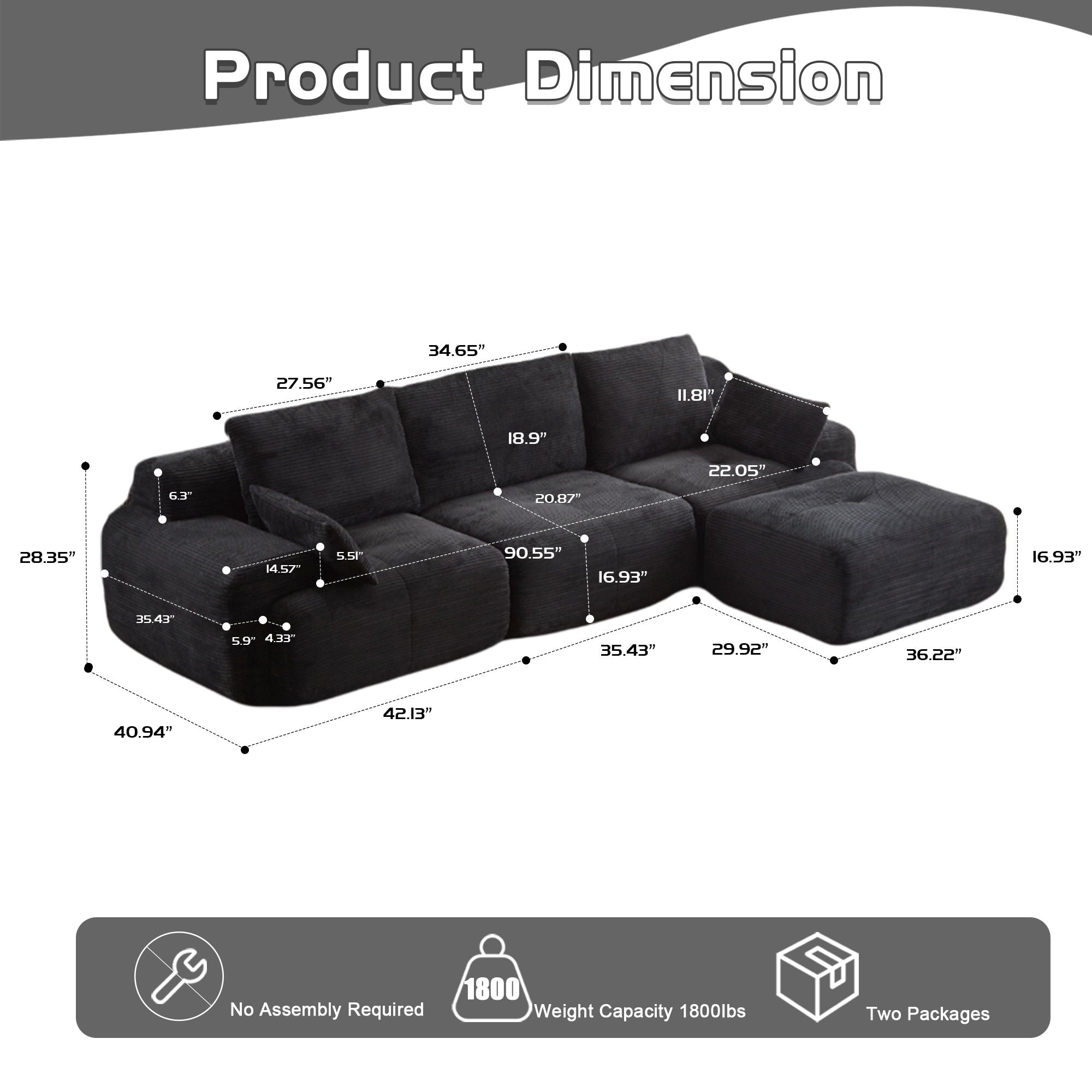Compressed Sofa Large Sectional Couches for Living Room