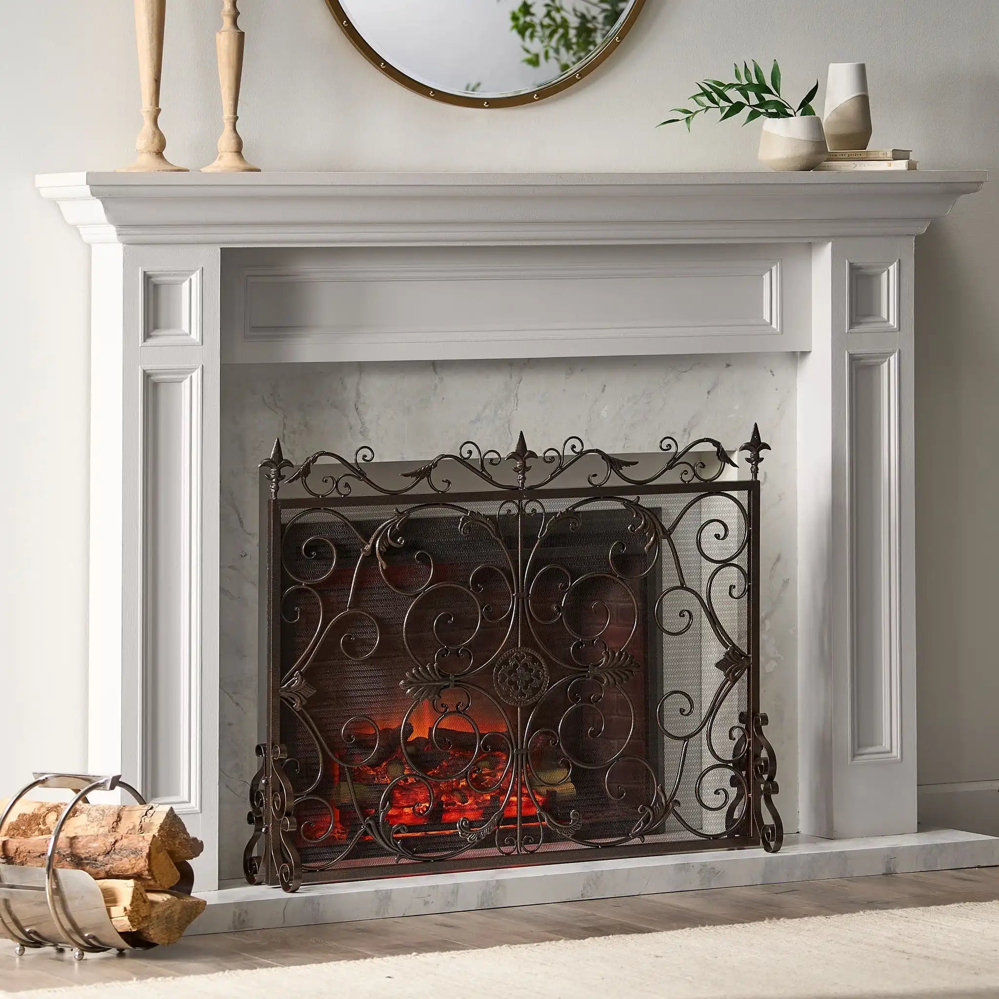Darcie Wrought Iron Fireplace Screen Ornate Design