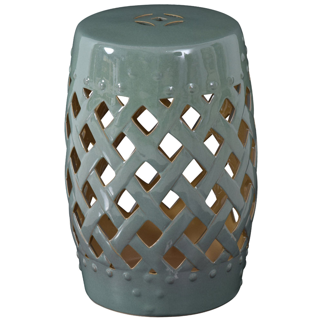 Outsunny 13' x 18' Ceramic Garden Stool with Woven Lattice Design & Glazed Finish