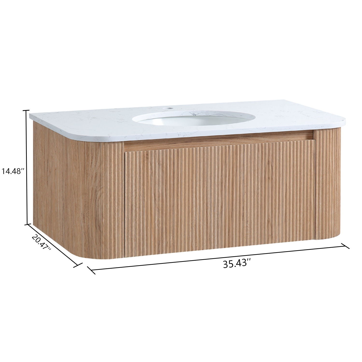 Wall Mounted Bathroom Vanity With Sink - Natural Wood