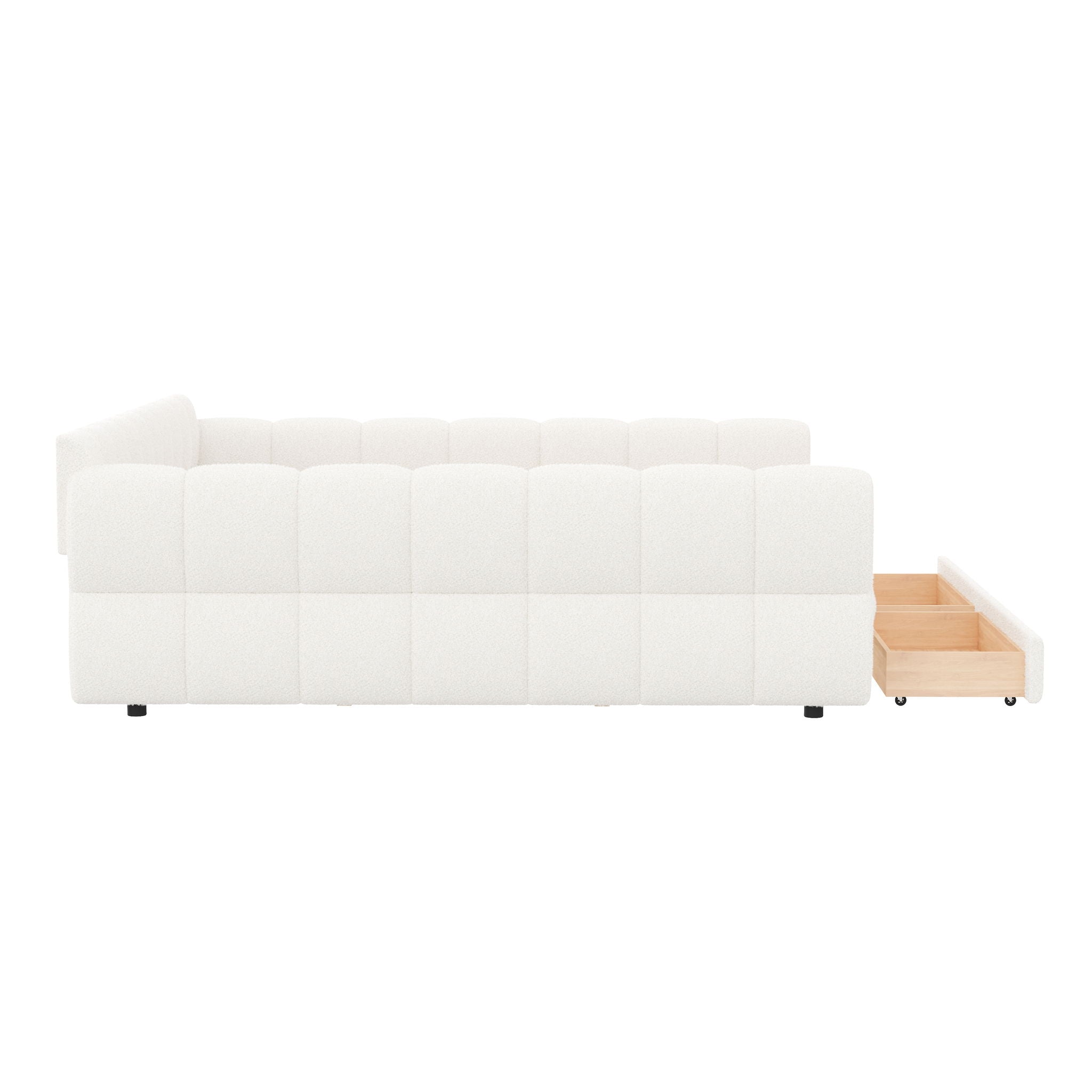 Upholstered Platform Bed With USB Charging And 2 Storage Drawers