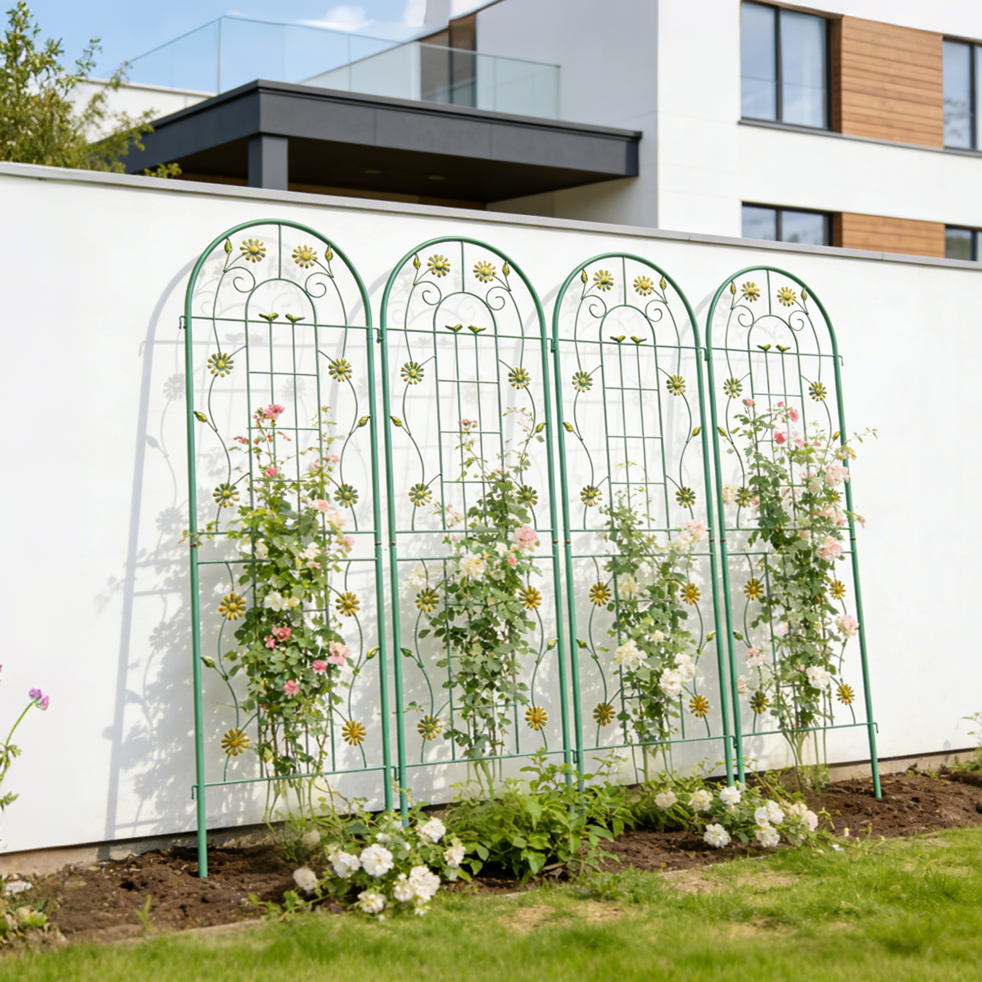 4 Pack Metal Garden Trellis 71" x 19.7" Rustproof Support