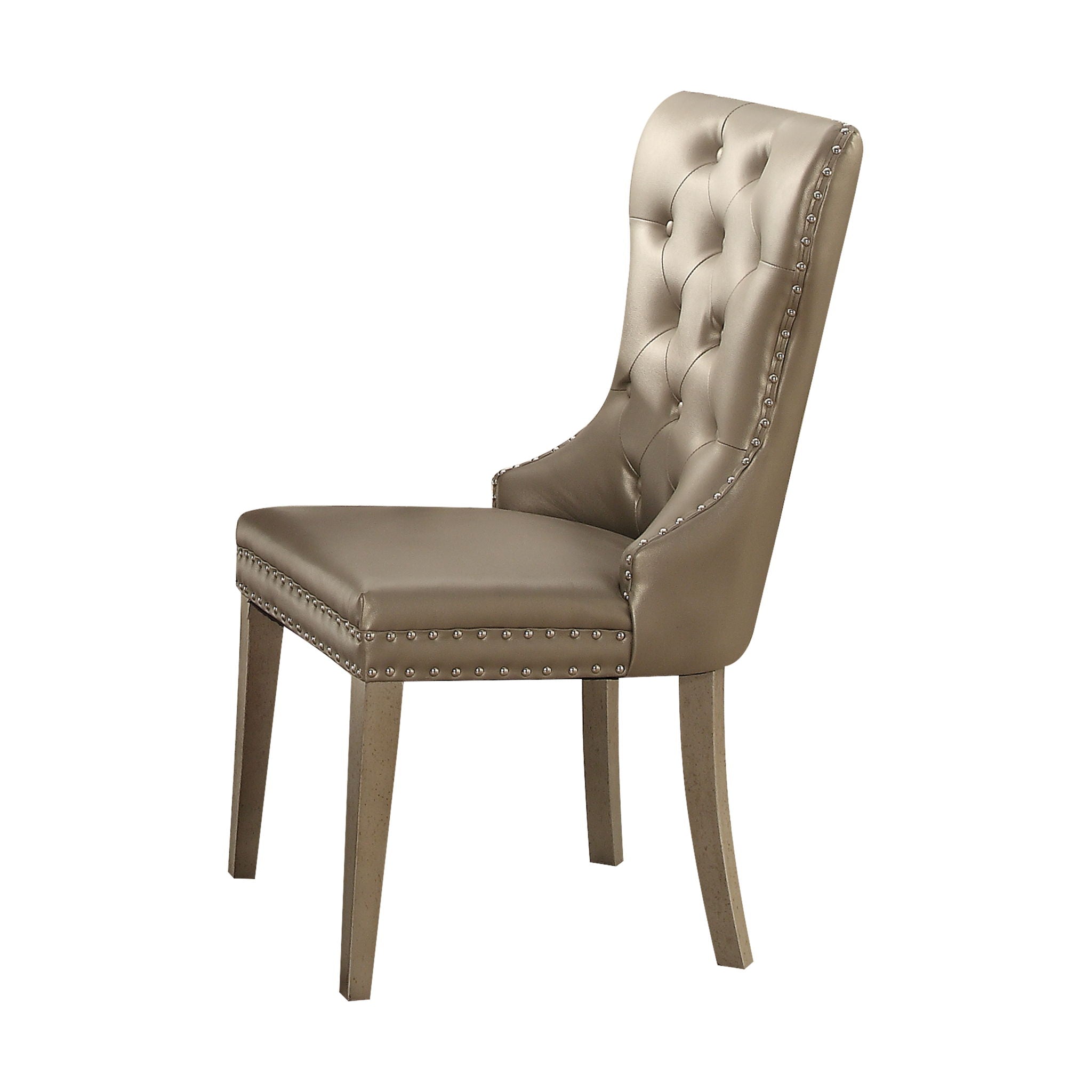 Kacela Synthetic Leather Side Chair Set of 2 - Champagne