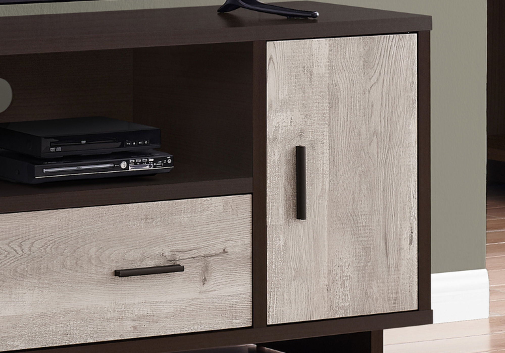 Contemporary TV Stand Console with Storage and Wire Management