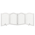 4 Panel Freestanding Pet Gate With Foldable Design And Support Feet - White