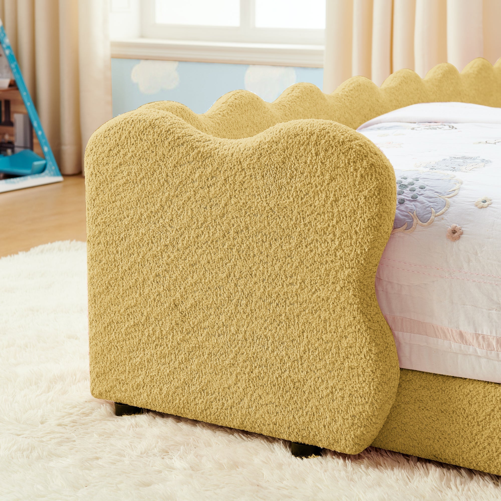 Twin Size Dinosaur-Shaped Kids Bed with Safety Guardrails