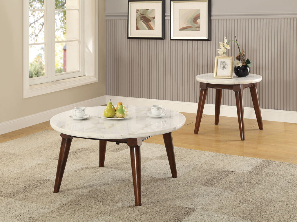 Gasha Coffee Table - White Marble / Walnut