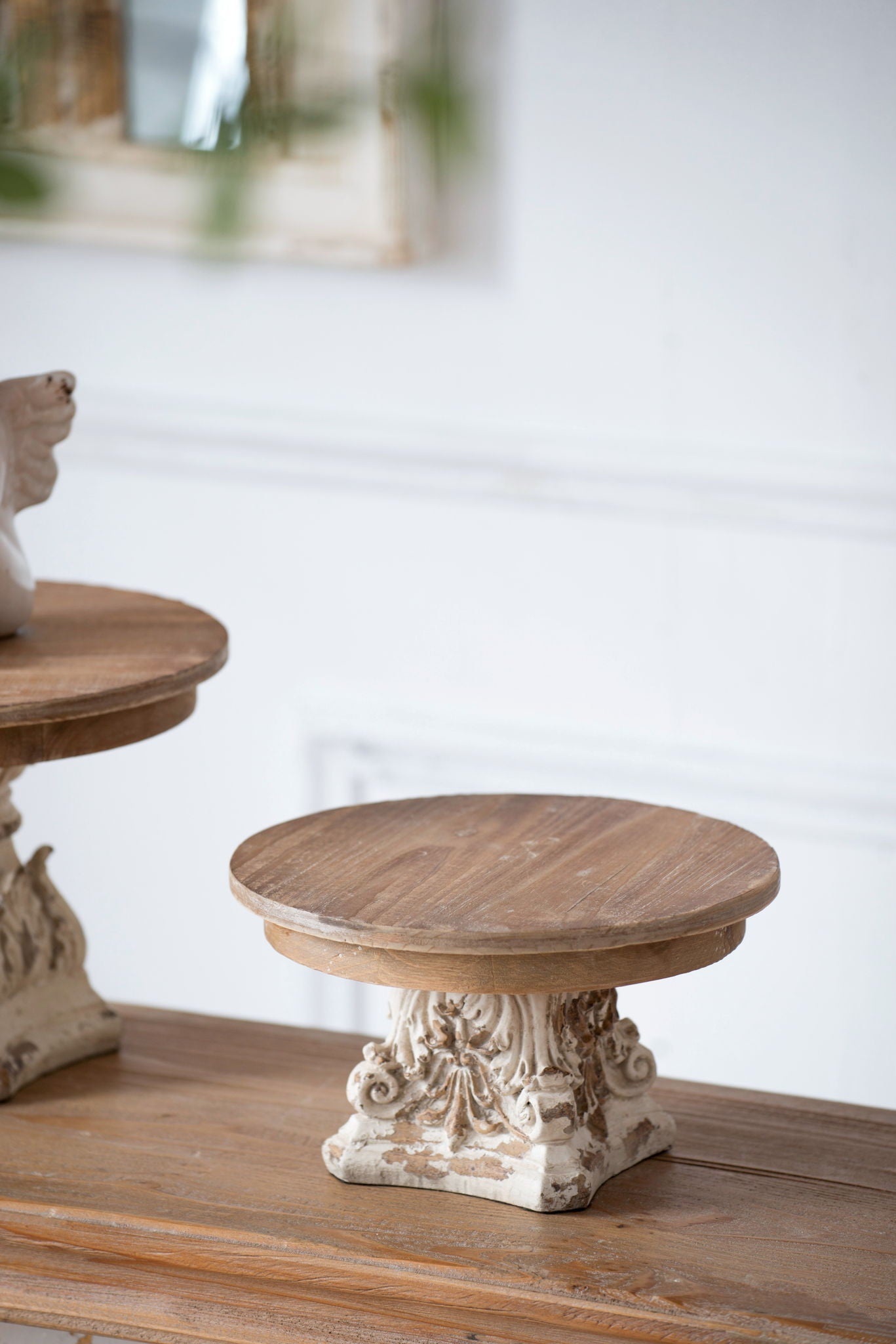 Cake Stand, Cake Plate With Magnesium Base - Cream / Brown