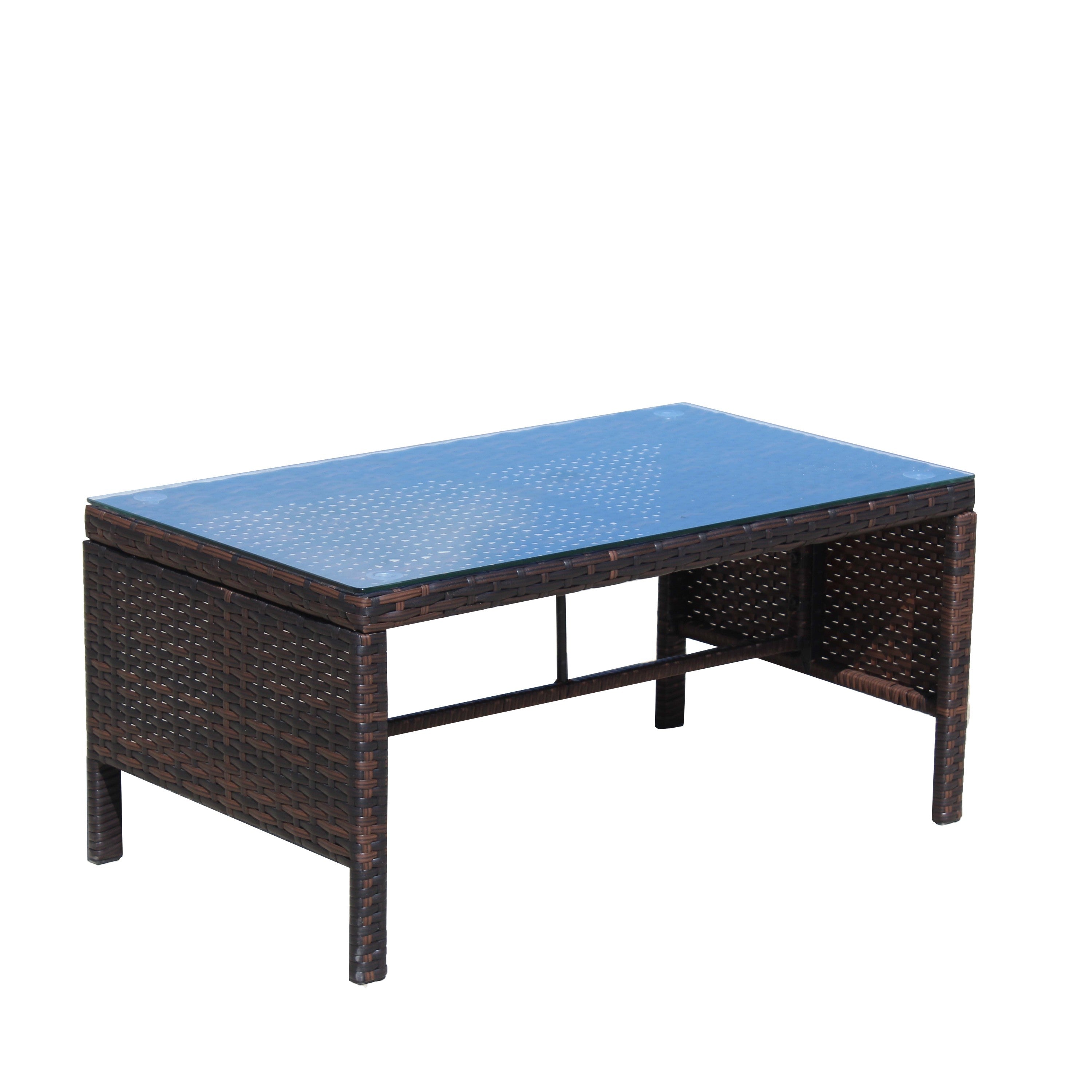 Outdoor Patio Furniture 3-Piece Conversation Set with Wicker Rattan Sectional Sofa