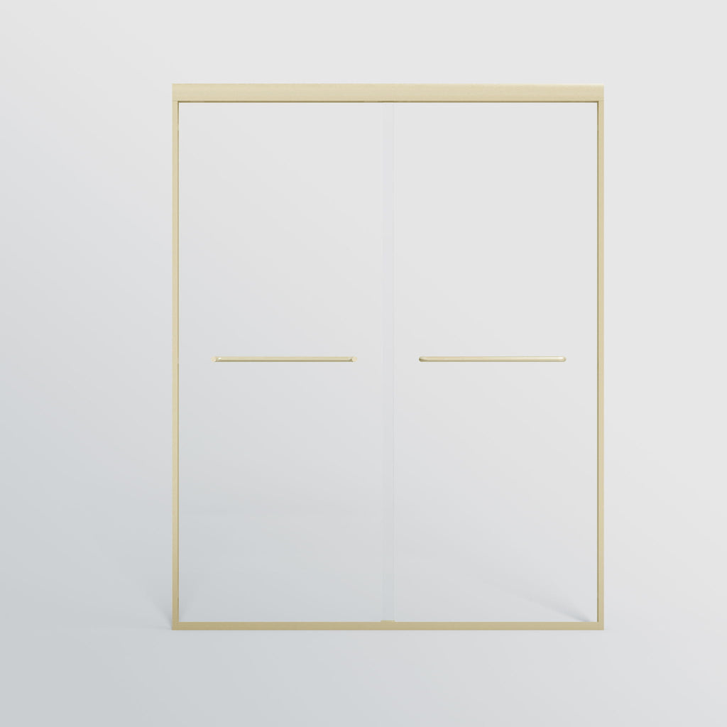 Double Sliding Shower Door, Semi-Frameless Bypass Bathroom Sliding Door With 1/4" (6 Mm) Tempered Glass For Walk-In Shower