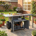 Foldable Outdoor Prep Station BBQ Cart Patio Dining Cart