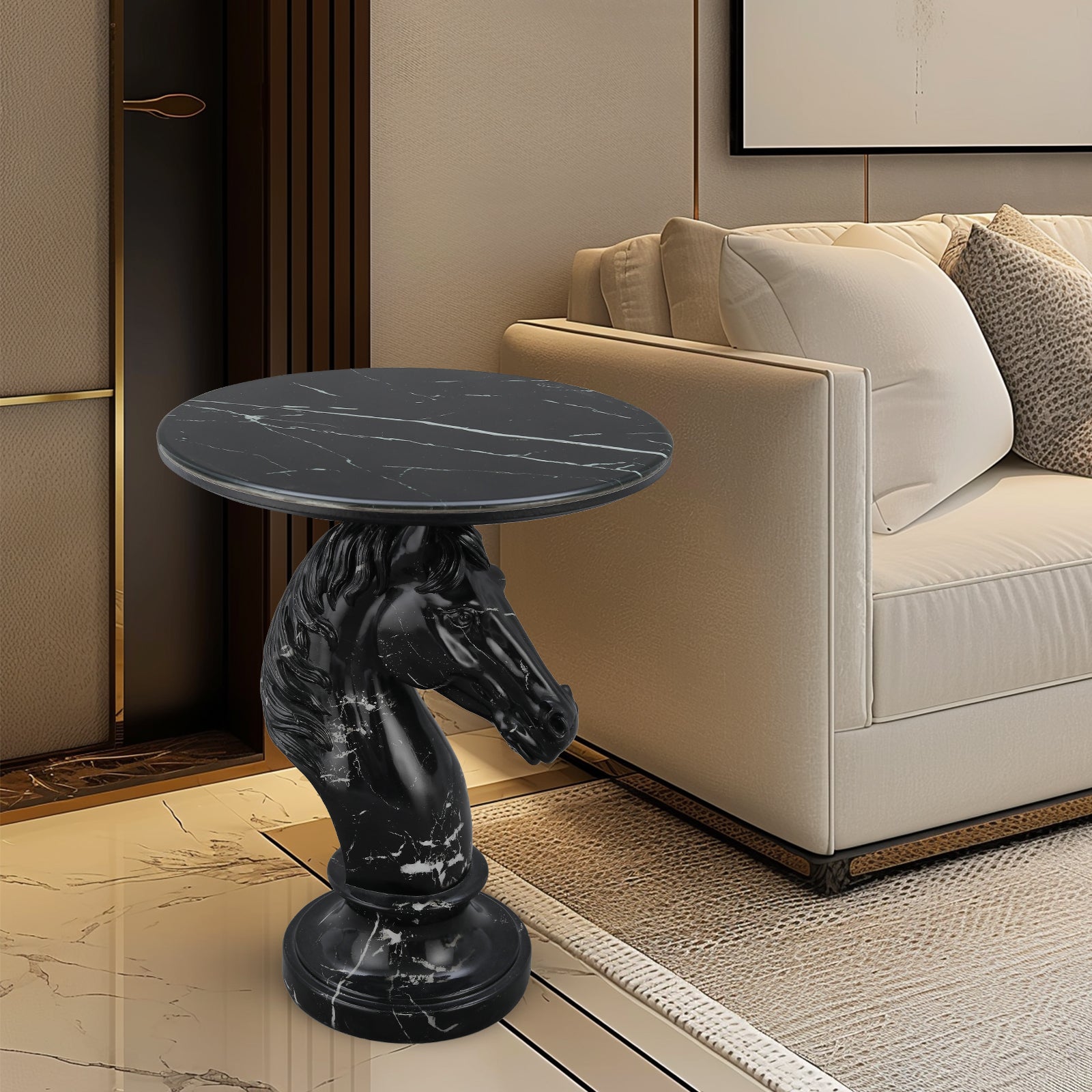 Horse Head Accent Table Animal Statue End Table