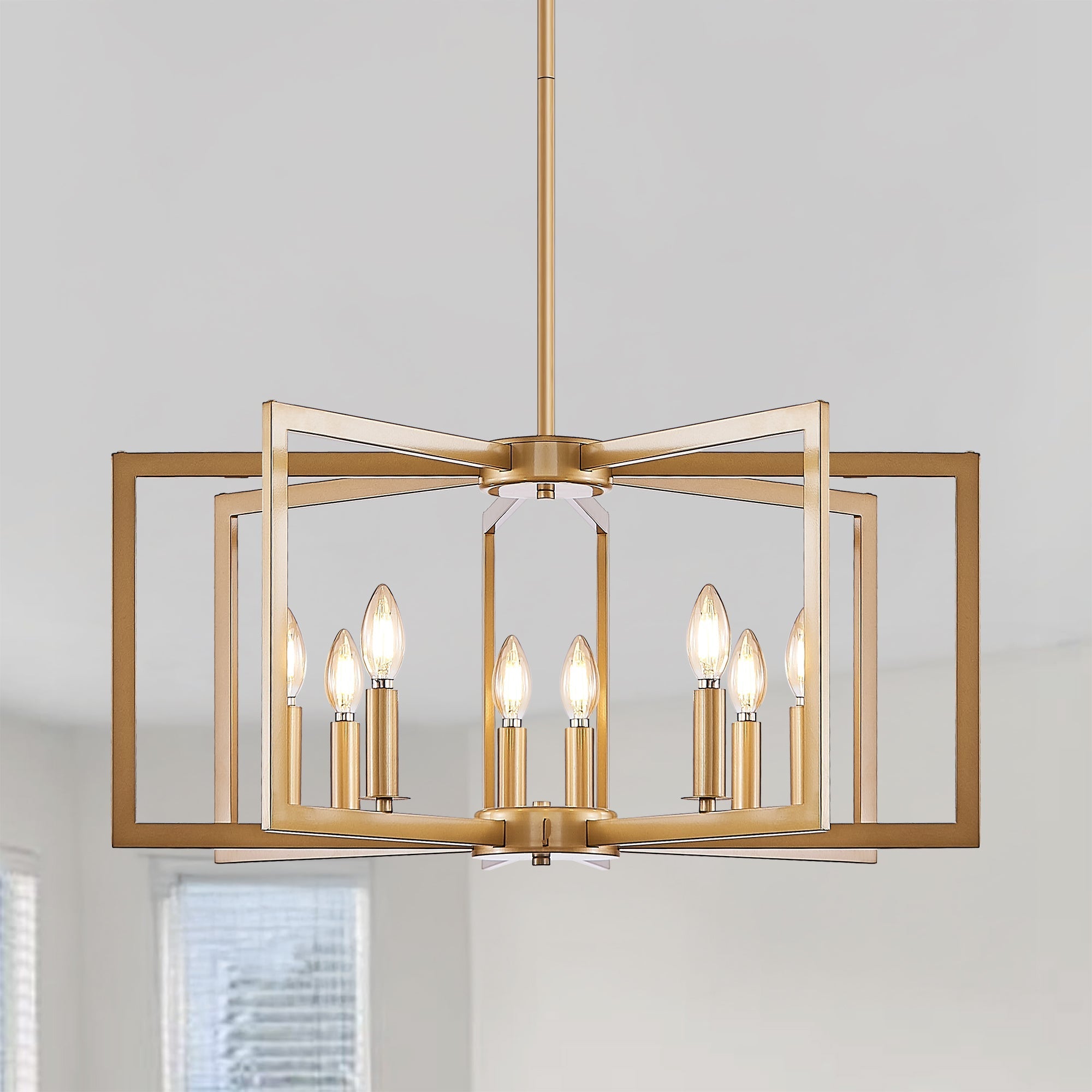 27' Modern Golden Geometric 8-Light Chandelier