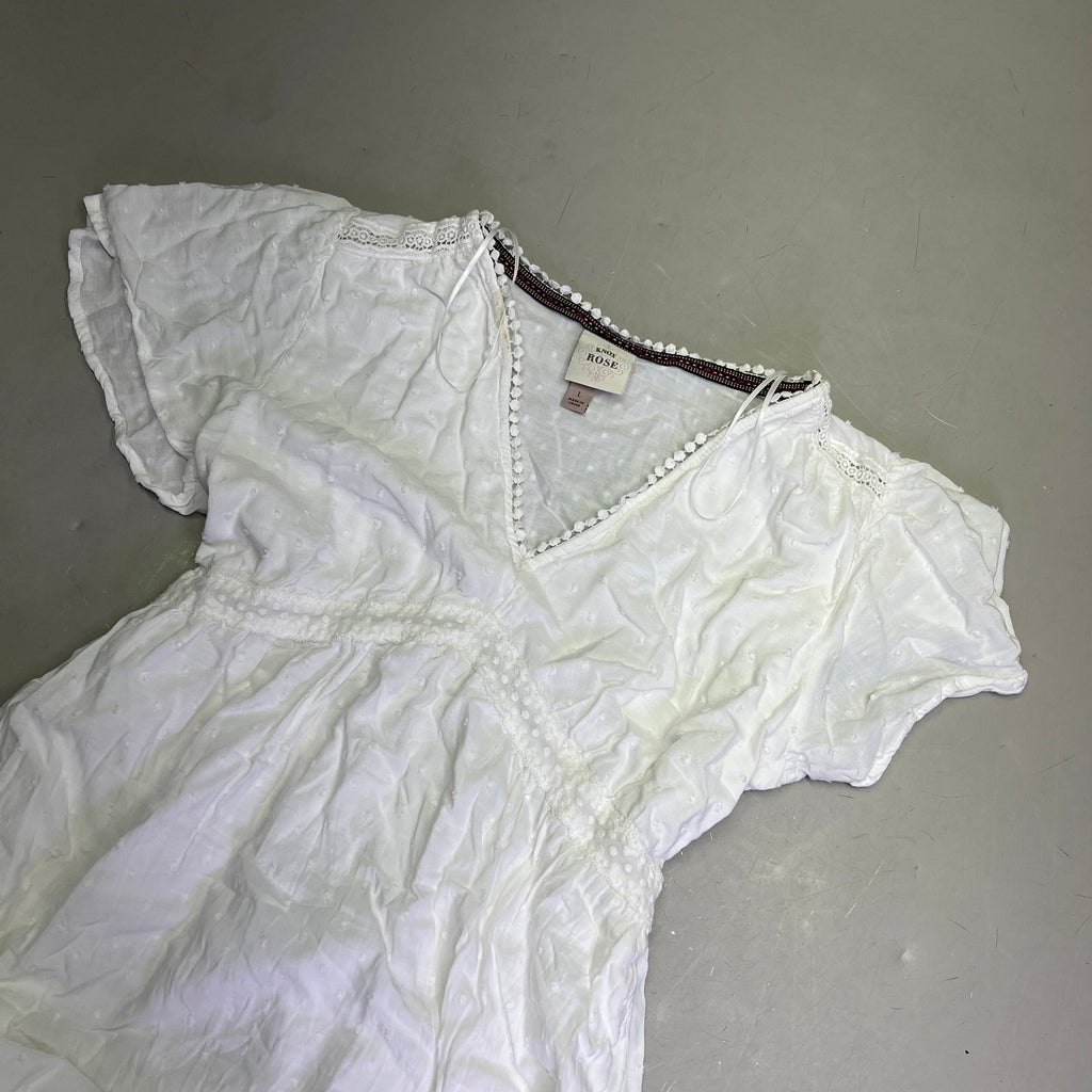 KNOX ROSE Lightweight Short Sleeve Maxi Dress  Women's Sz L White (Pre-Owned)