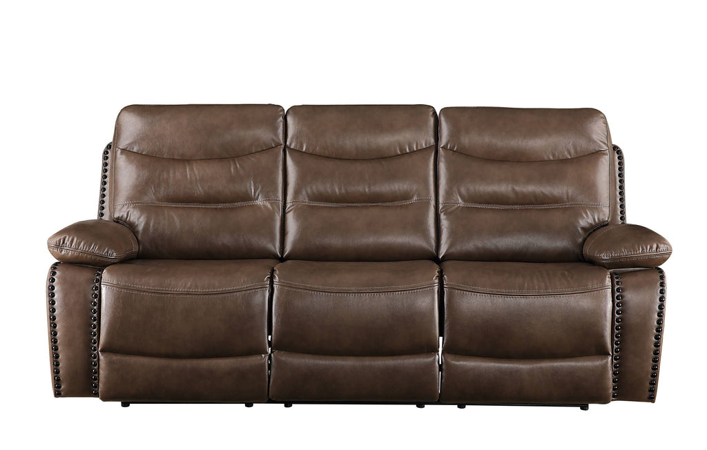 Aashi Leather Gel Match 3 Piece Recliner Living Room Set - Brown