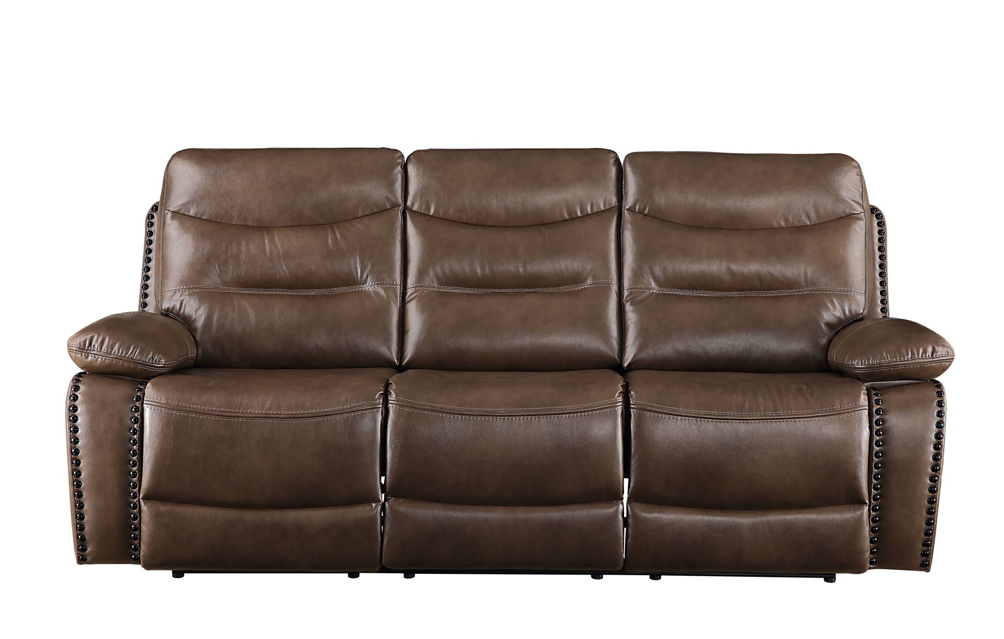 Aashi Leather Gel Match 3 Piece Recliner Living Room Set - Brown