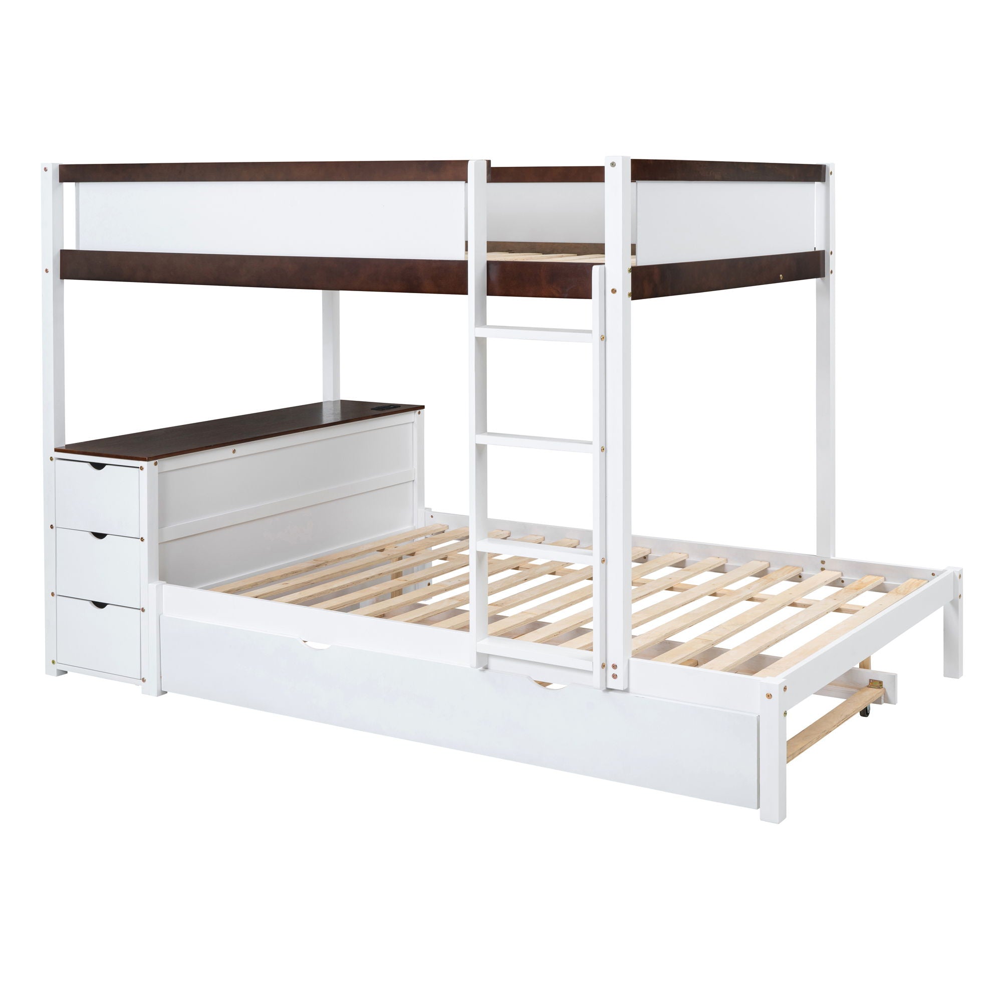Bunk Bed With Twin Size Trundle, Storage And Desk
