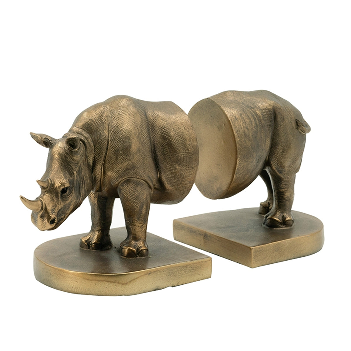 Set of 2 Rhino Bronze Bookends