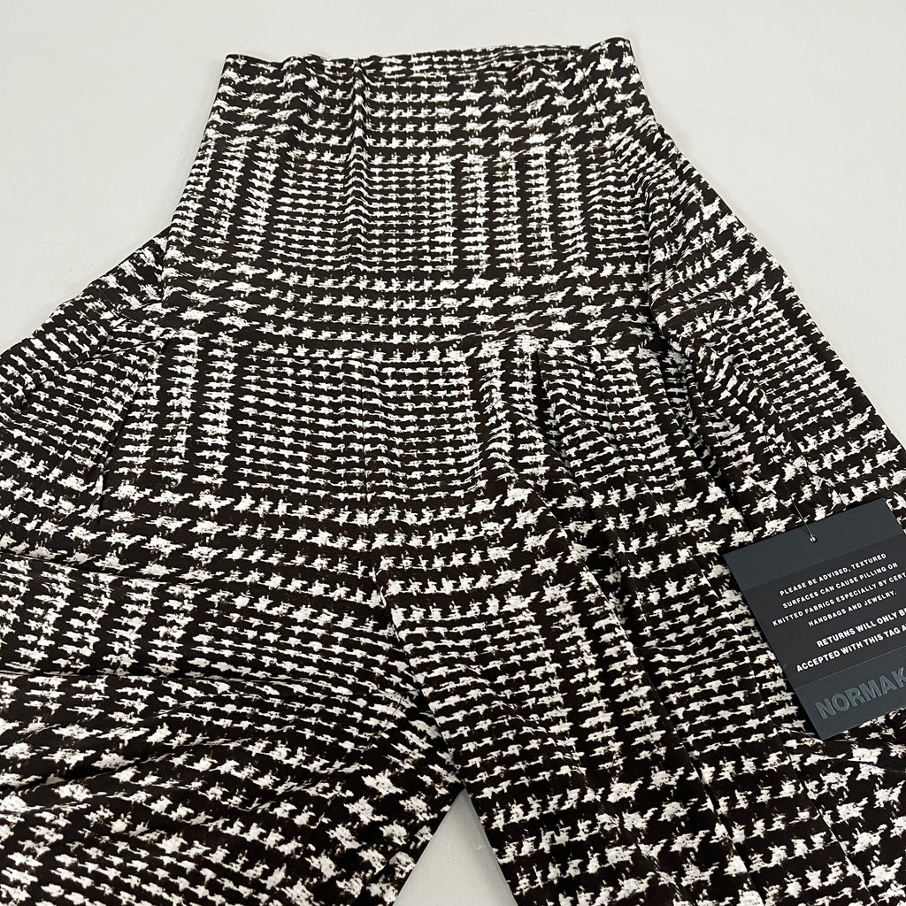 NORMA KAMALI High Waist Pleat Pant Women's Sz XS/29 Chocolate Glenn Plaid Tweed