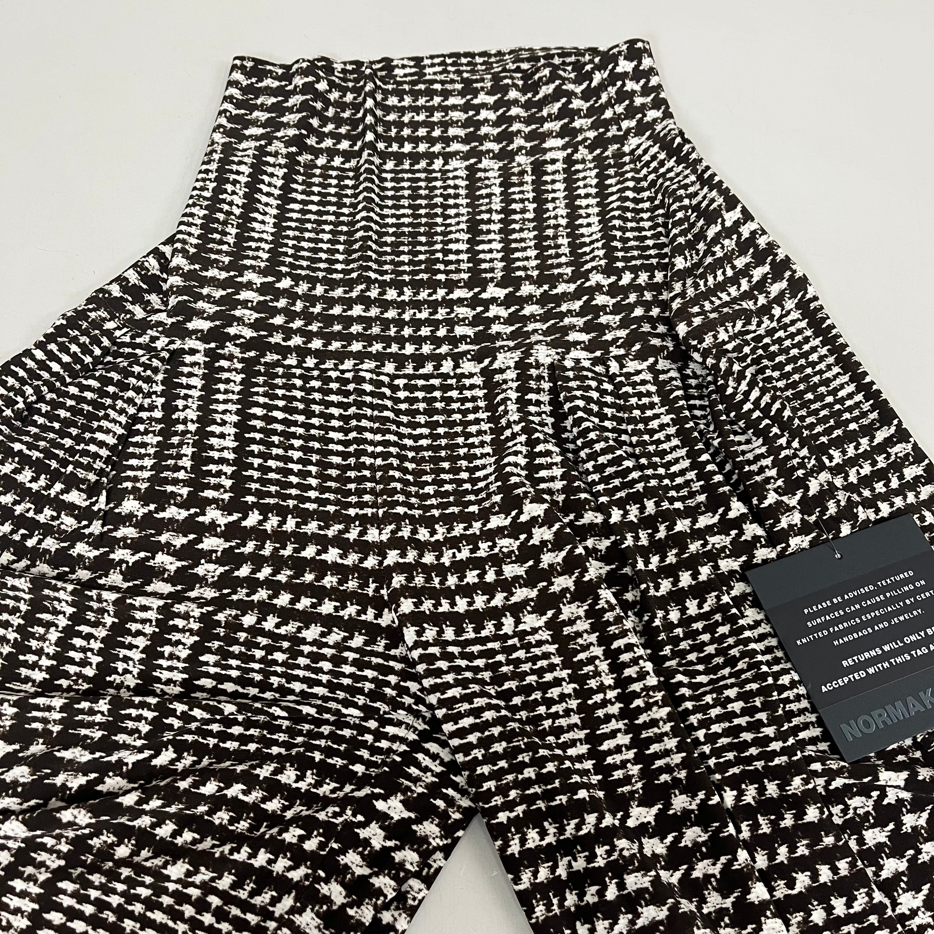 NORMA KAMALI High Waist Pleat Pant Women's Sz XS/29 Chocolate Glenn Plaid Tweed
