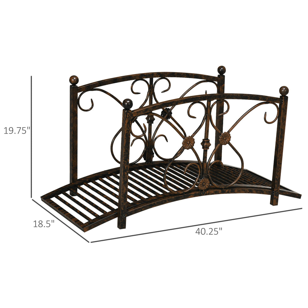 Outsunny 3.3FT Metal Arch Zen Garden Bridge with Safety Siderails