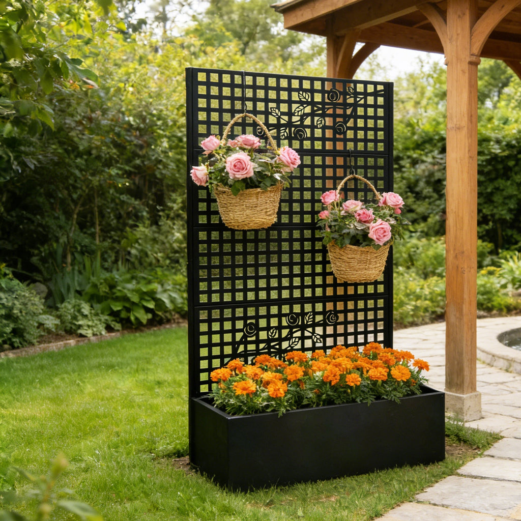 Metal Planter Box with Trellis 70.9in H x 43.3in W x 15.8in D