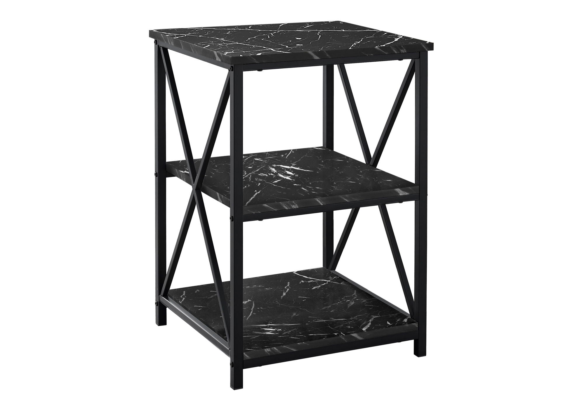 3 Tier Accent Table Side Marble Look Contemporary & Modern