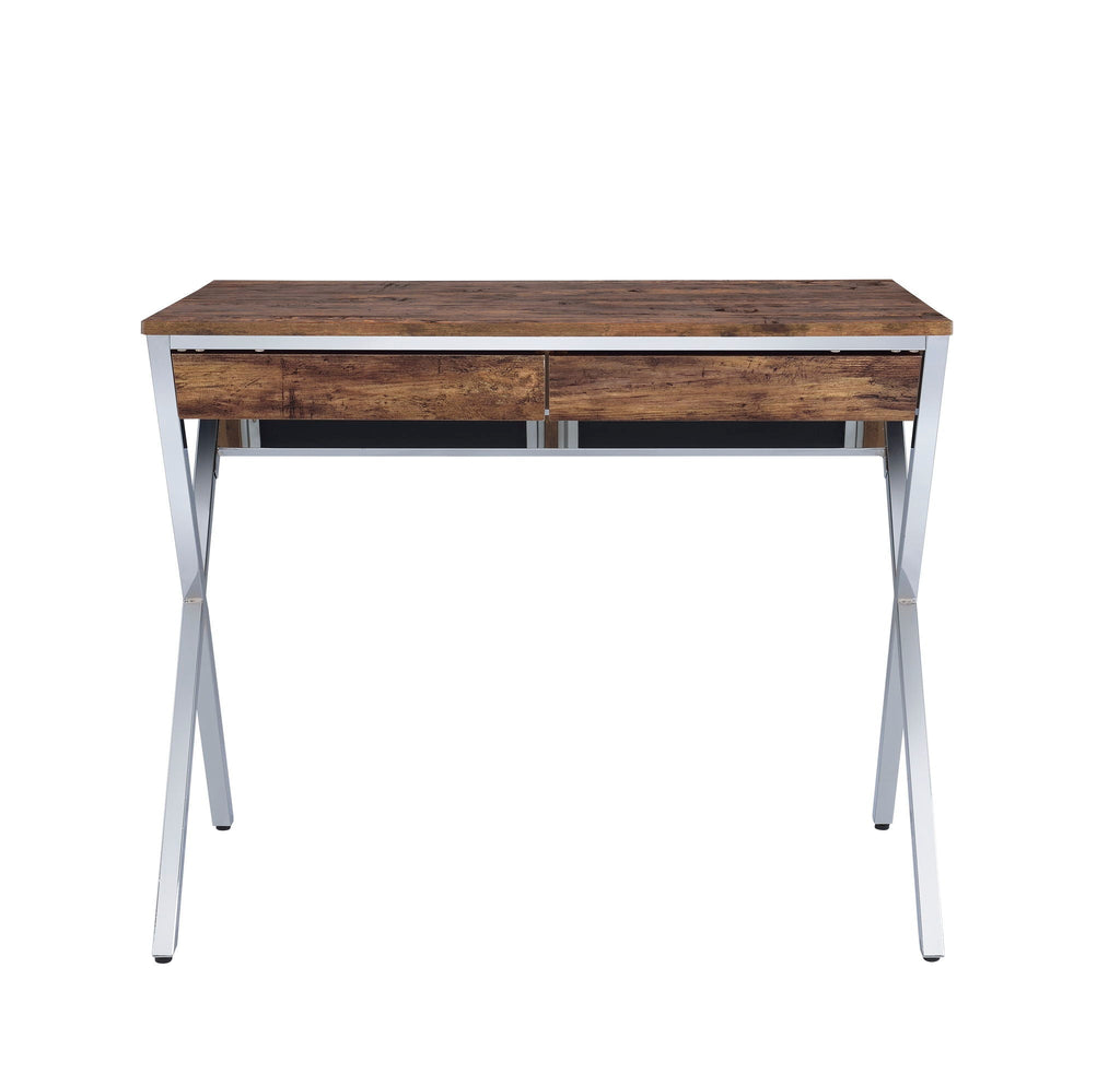 Callers Weathered Writing Desk - Chrome / Oak