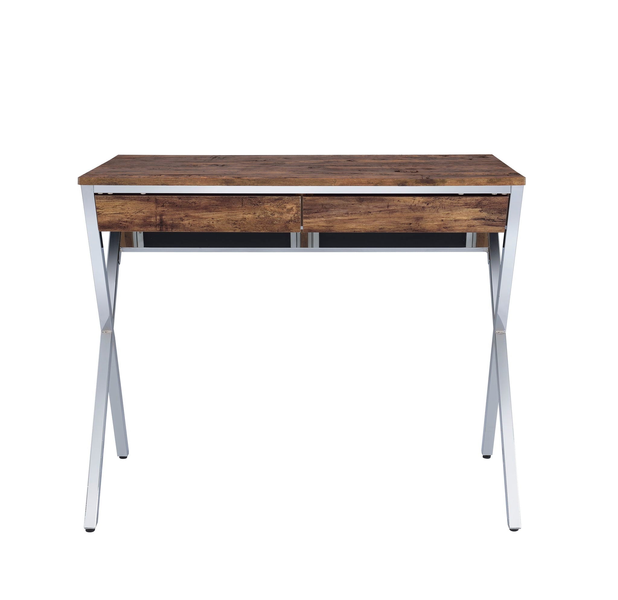 Callers Weathered Writing Desk - Chrome / Oak