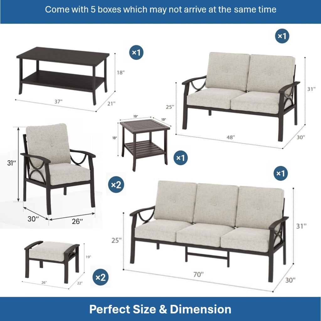 Patio Furniture Set with Coffee Table and Cushions for Backyard