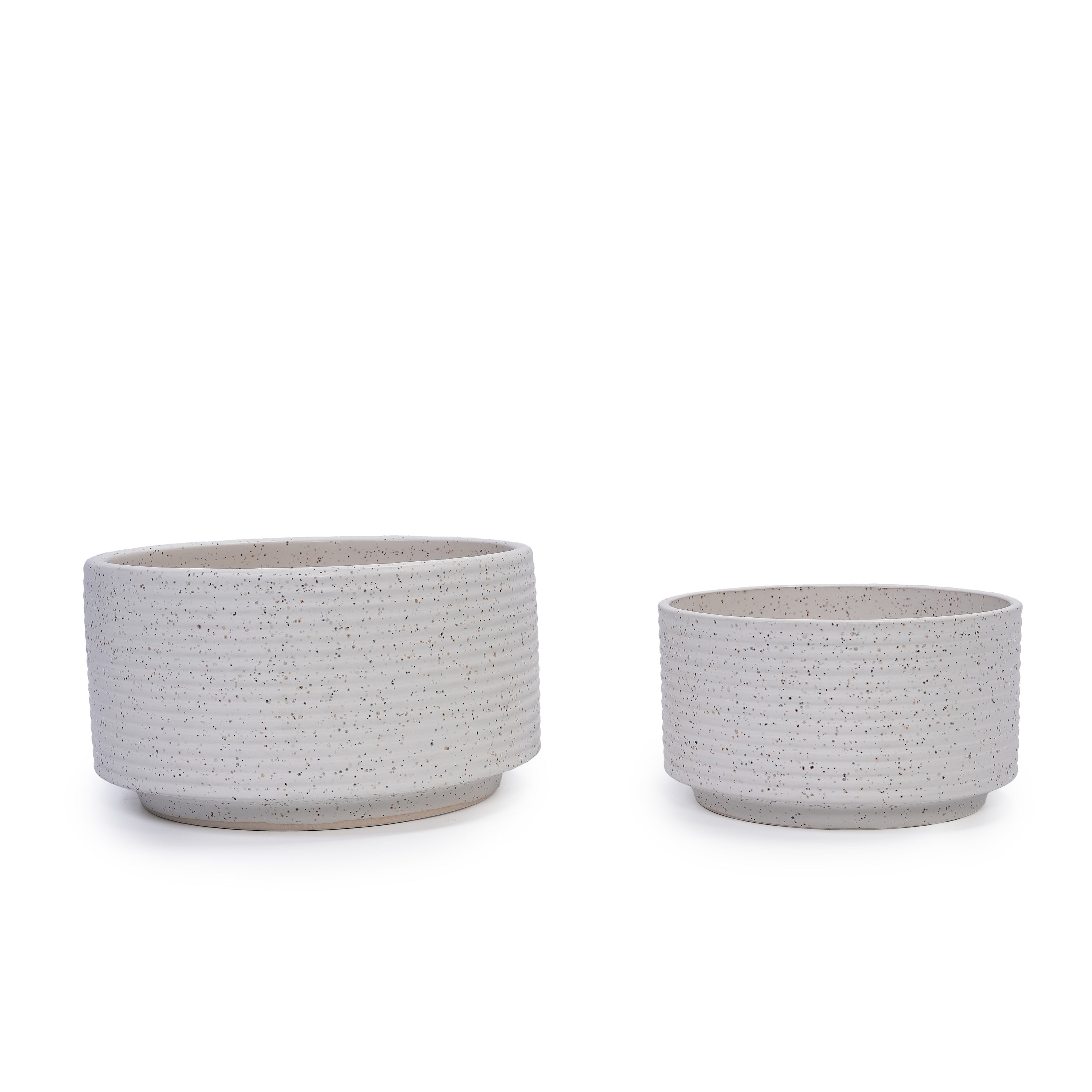 2 Pieces Ceramic Flowerpot Set, Milk White