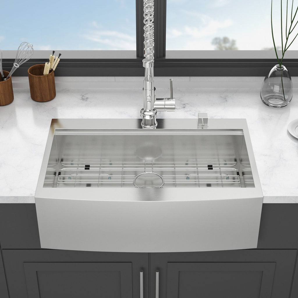 Modern Farmhouse Drop-In Workstation Kitchen Sink with Apron Front