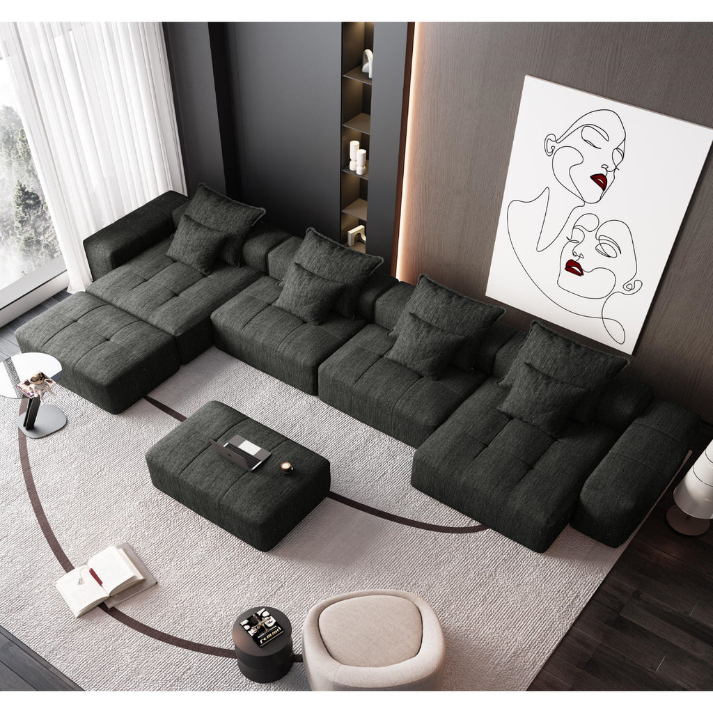 Modern Oversized DIY Combination Modular Sectional Sofa With Pillows