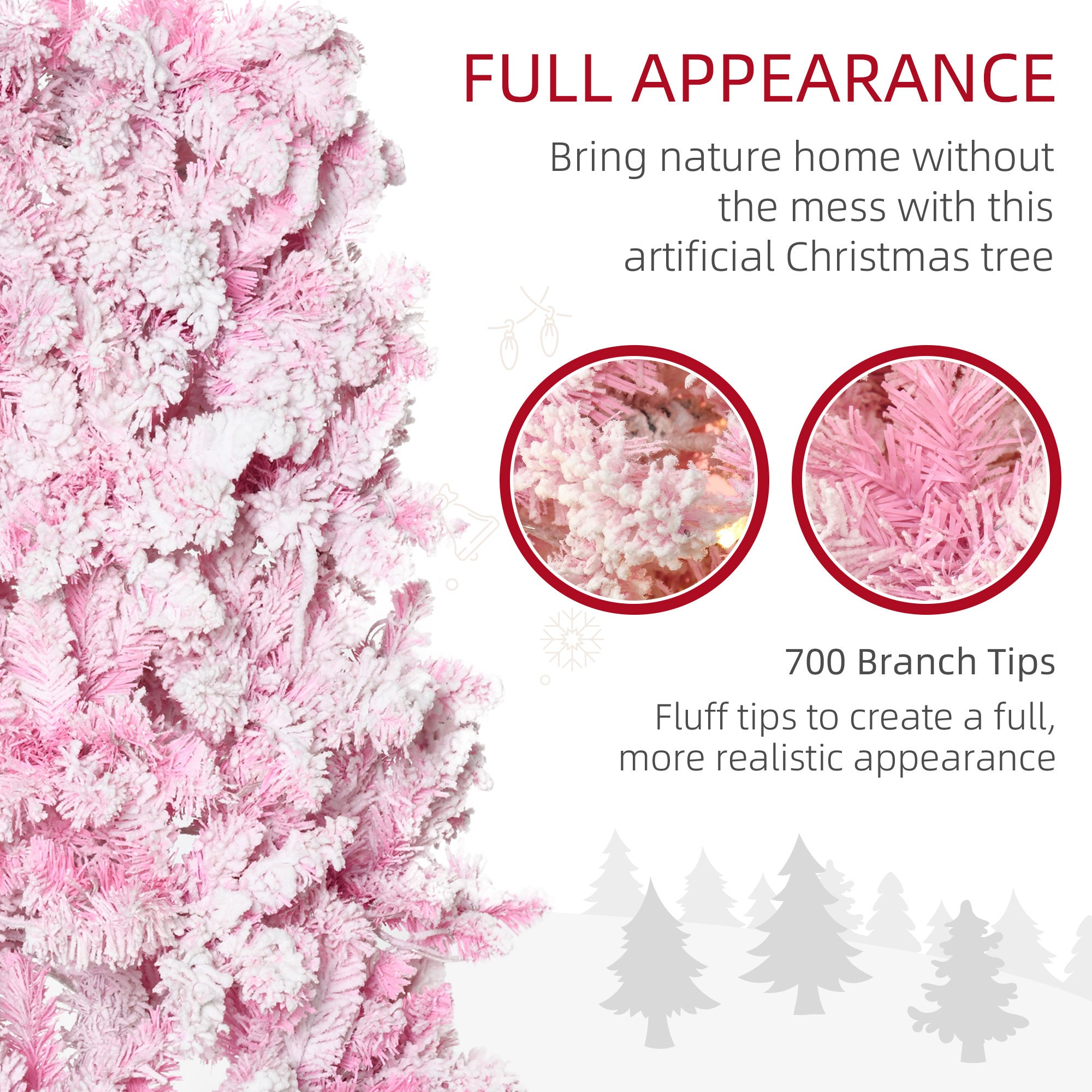 Homcom 7.5ft Prelit Snow Flocked Artificial Christmas Tree