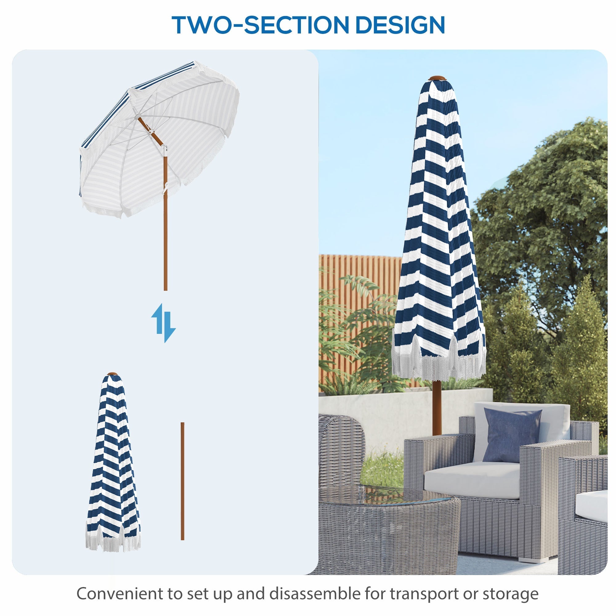Outsunny 7 x 7 ft Outdoor Patio Umbrella with Tilt and Vent