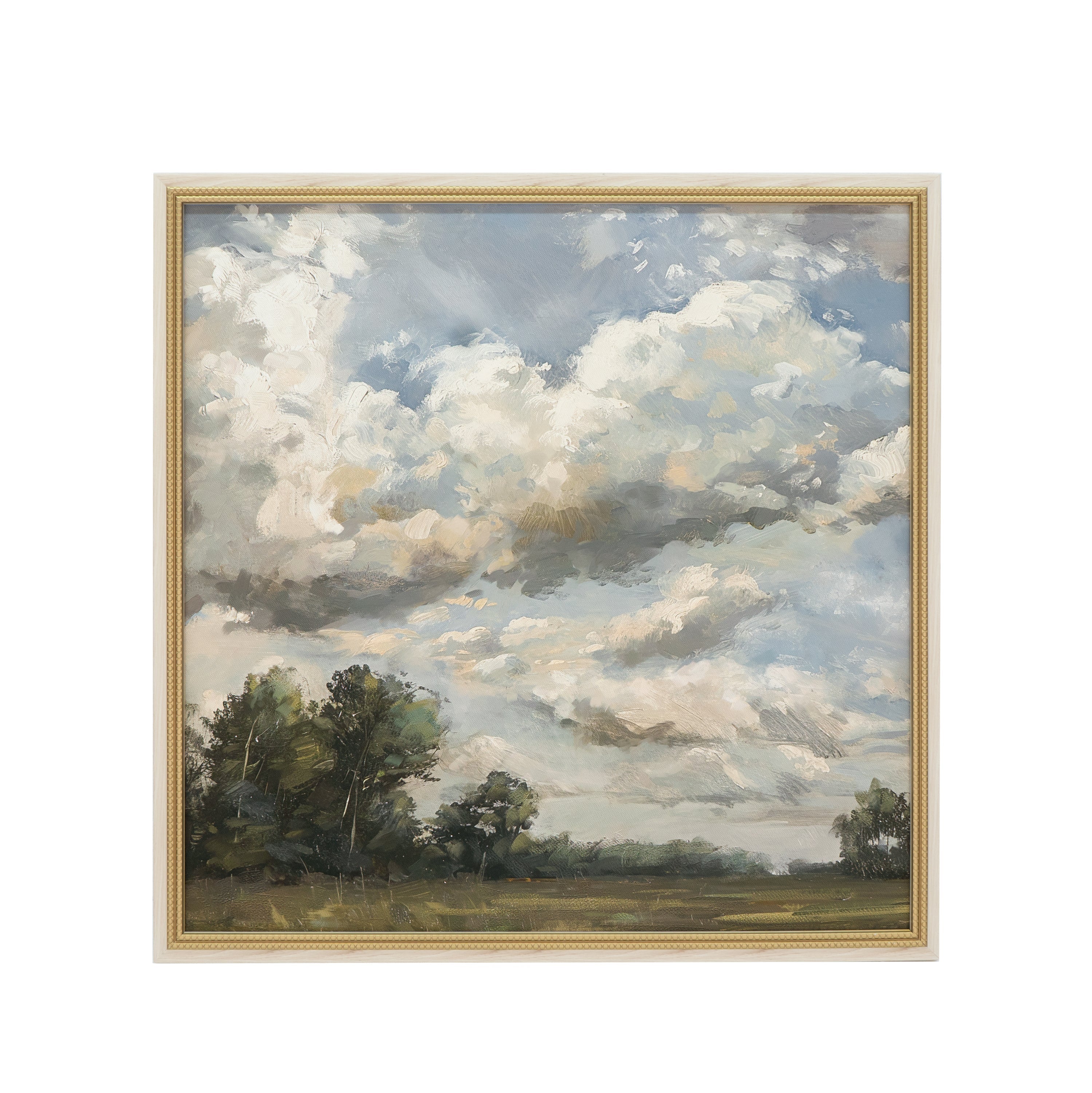 39.4x39.4 Large Square Countryside Canvas Art with Soft Multicolored Details
