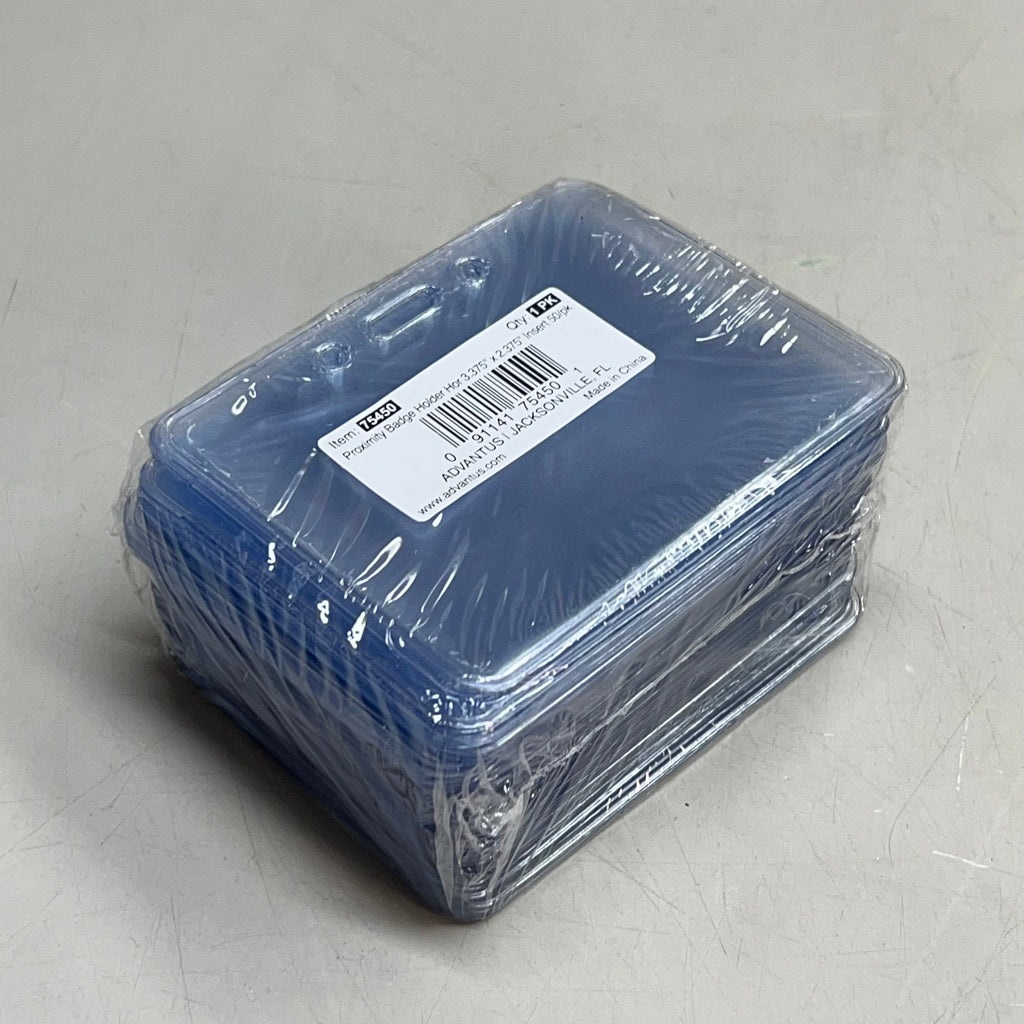 ZA@  ADVANTUS  (50 PACK) Proximity Badge Holders 3.375"x2.375" Clear 75450