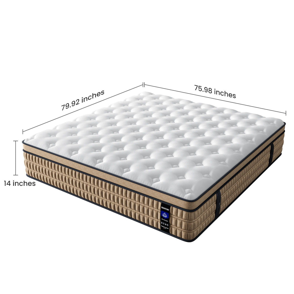 14" King Mattress Hotel Collection Hybrid Mattress With Gel Memory Foam & Pocket Springs
