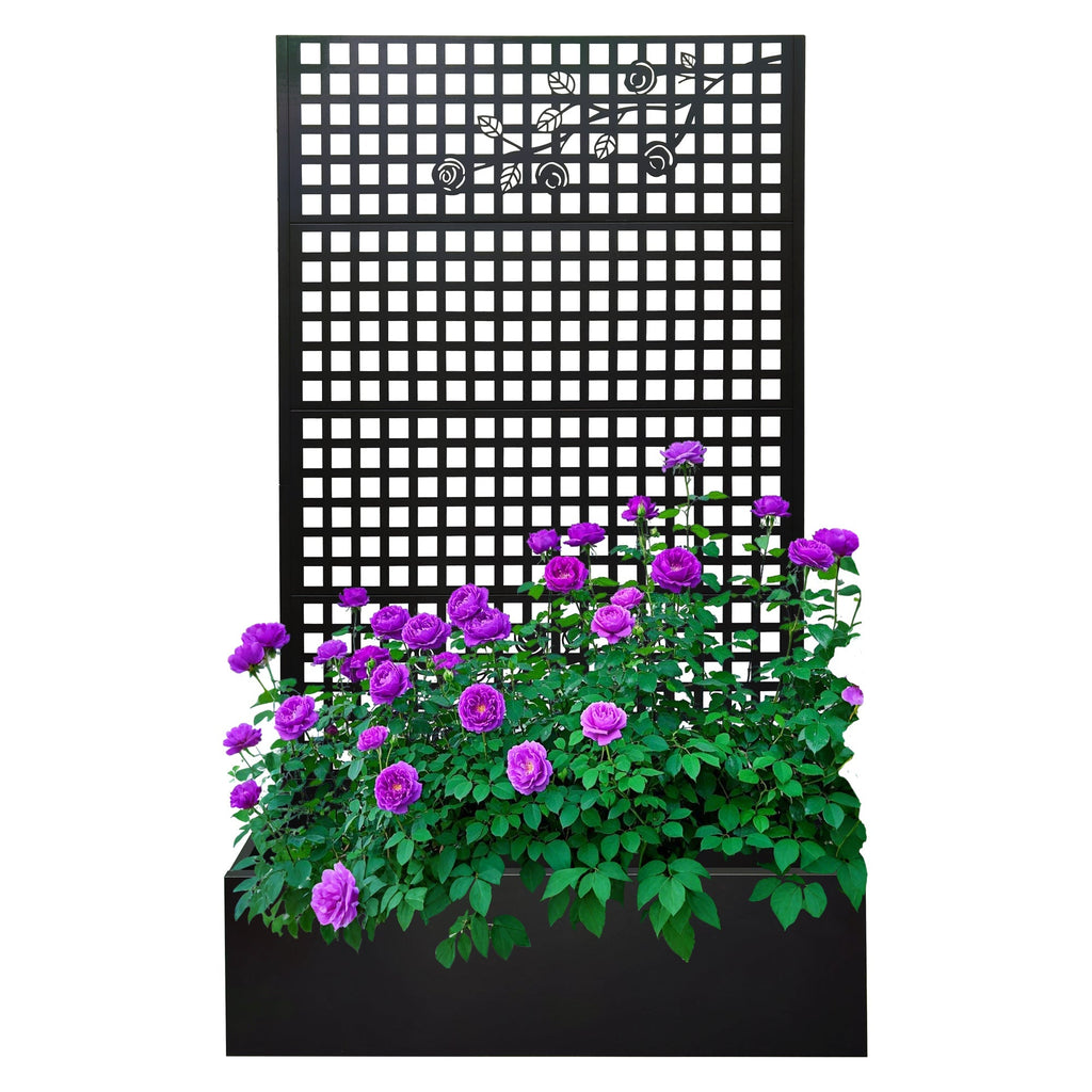 Metal Planter Box with Trellis 70.9in H x 43.3in W x 15.8in D