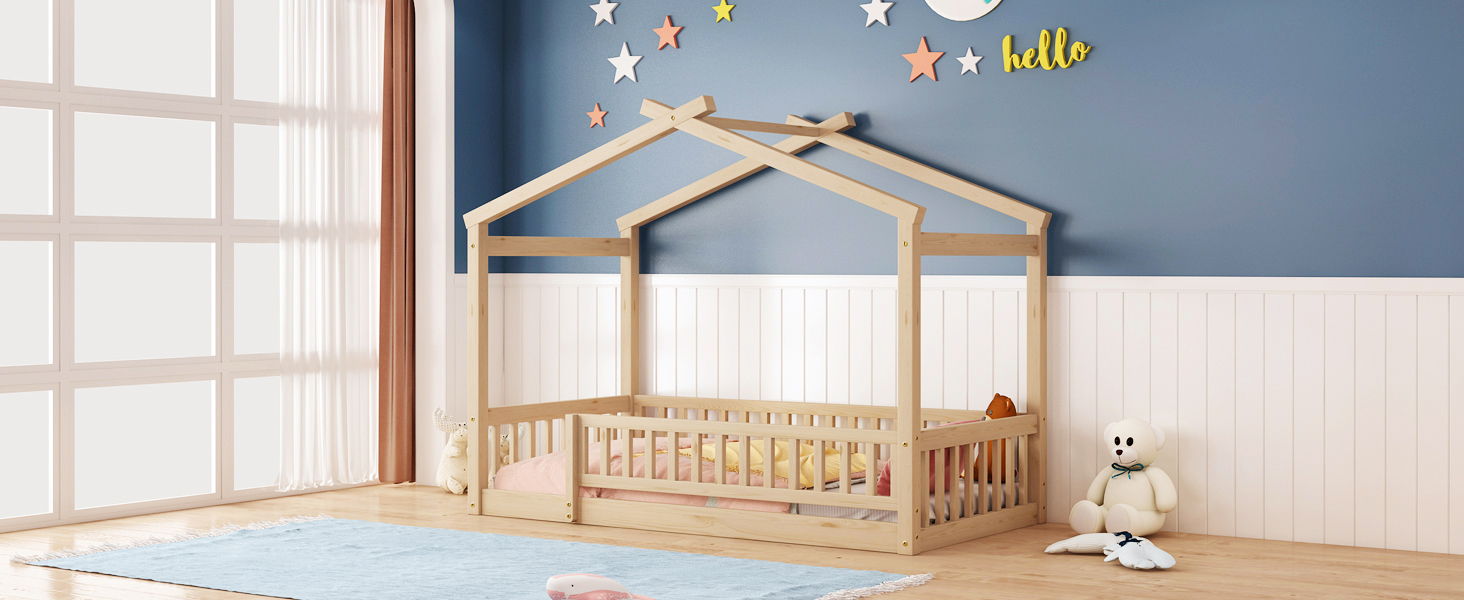 Bed House Bed Frame With Fence