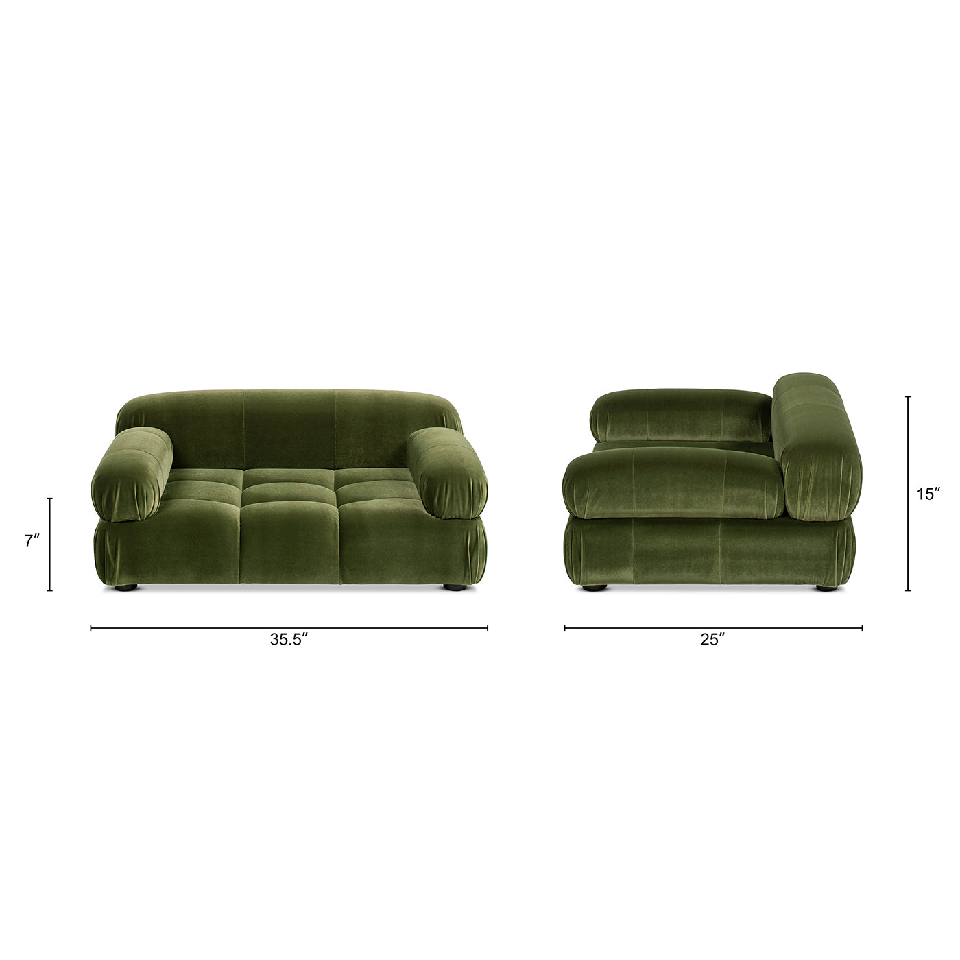 Marcel Upholstered Modern Small to Medium Pet Bed For Dogs and Cats Olive Green Velvet