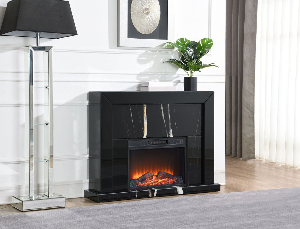 Drisana Mirrored Fireplace - Black