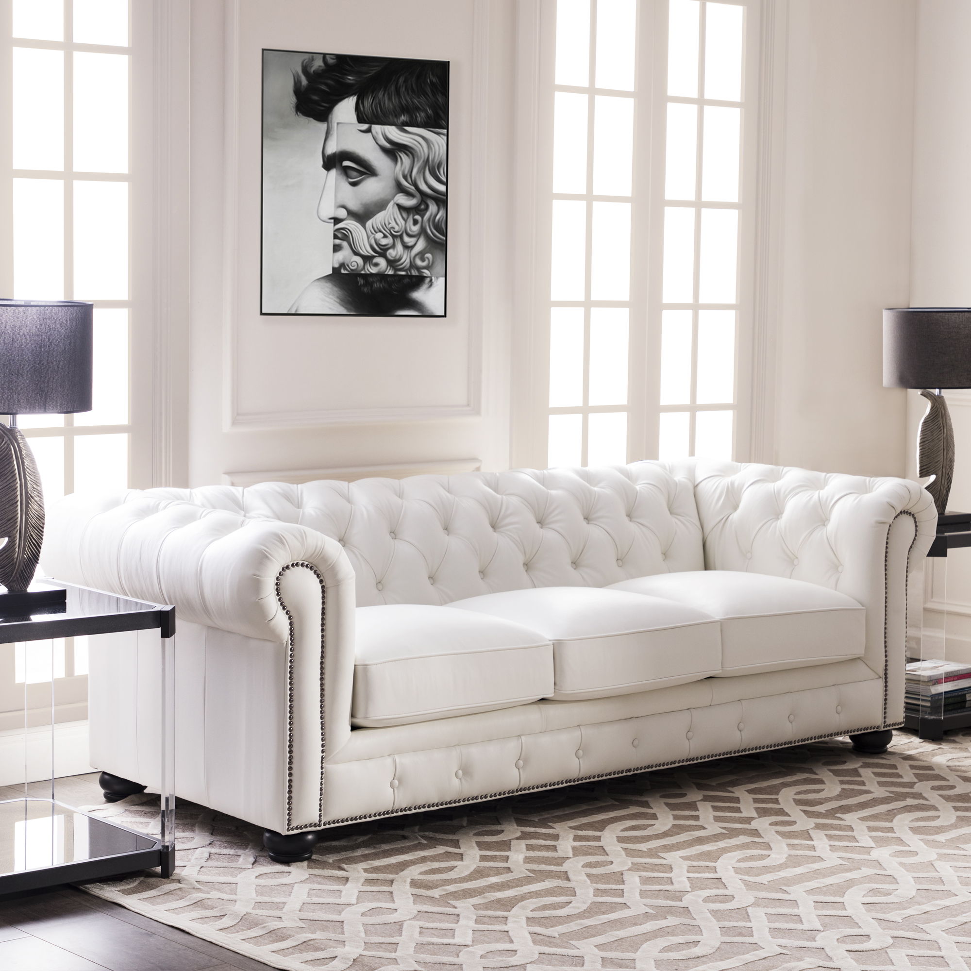 Traditional Tufted Chesterfield Nailhead Sofa