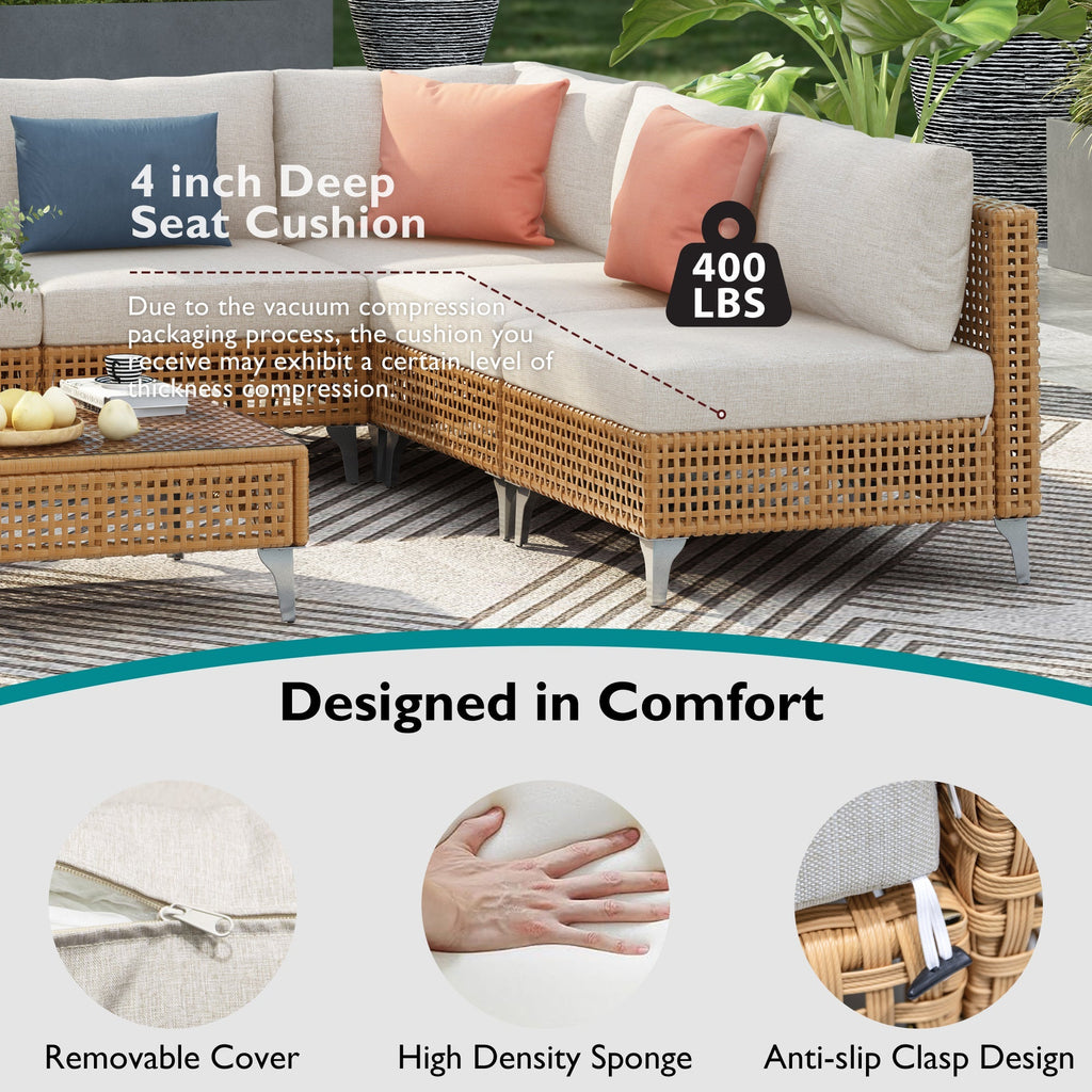 K&K 7-Piece Wicker Patio Furniture Set