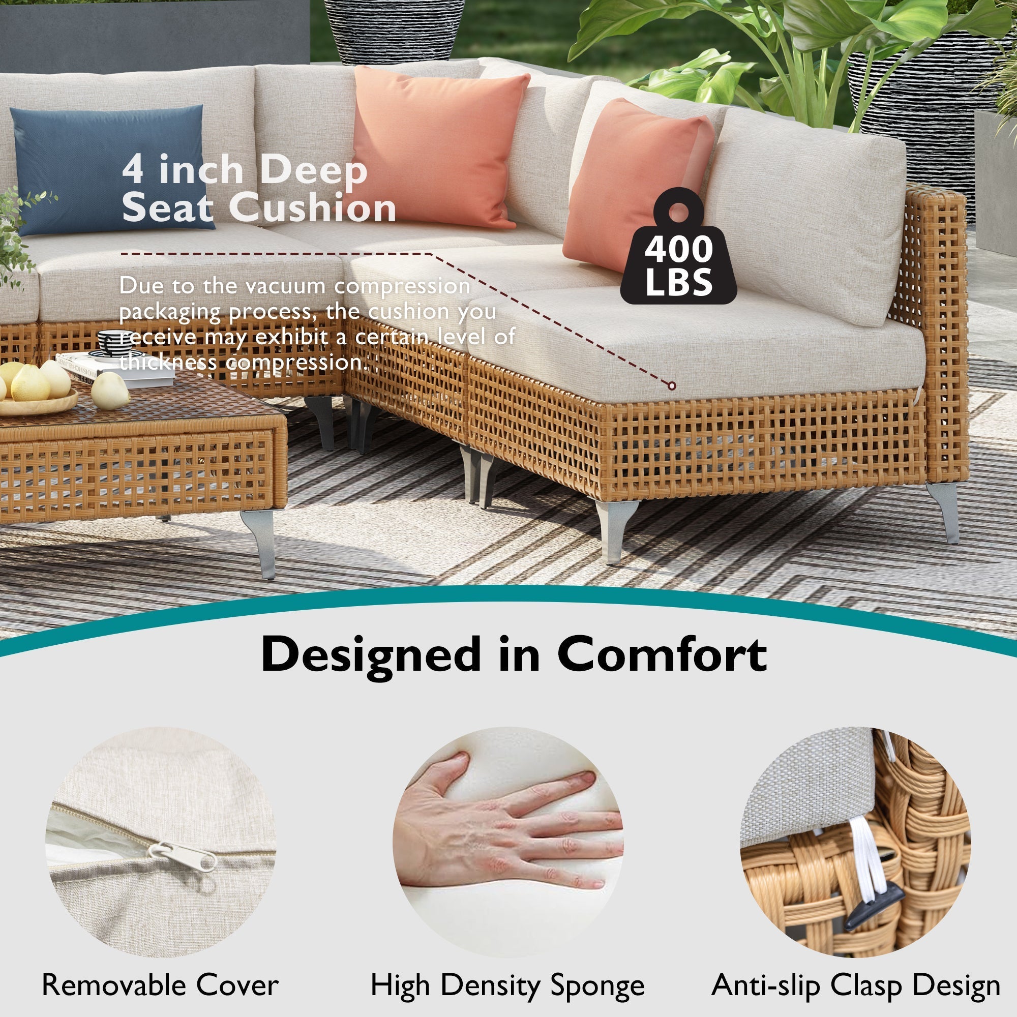 K&K 7-Piece Wicker Patio Furniture Set