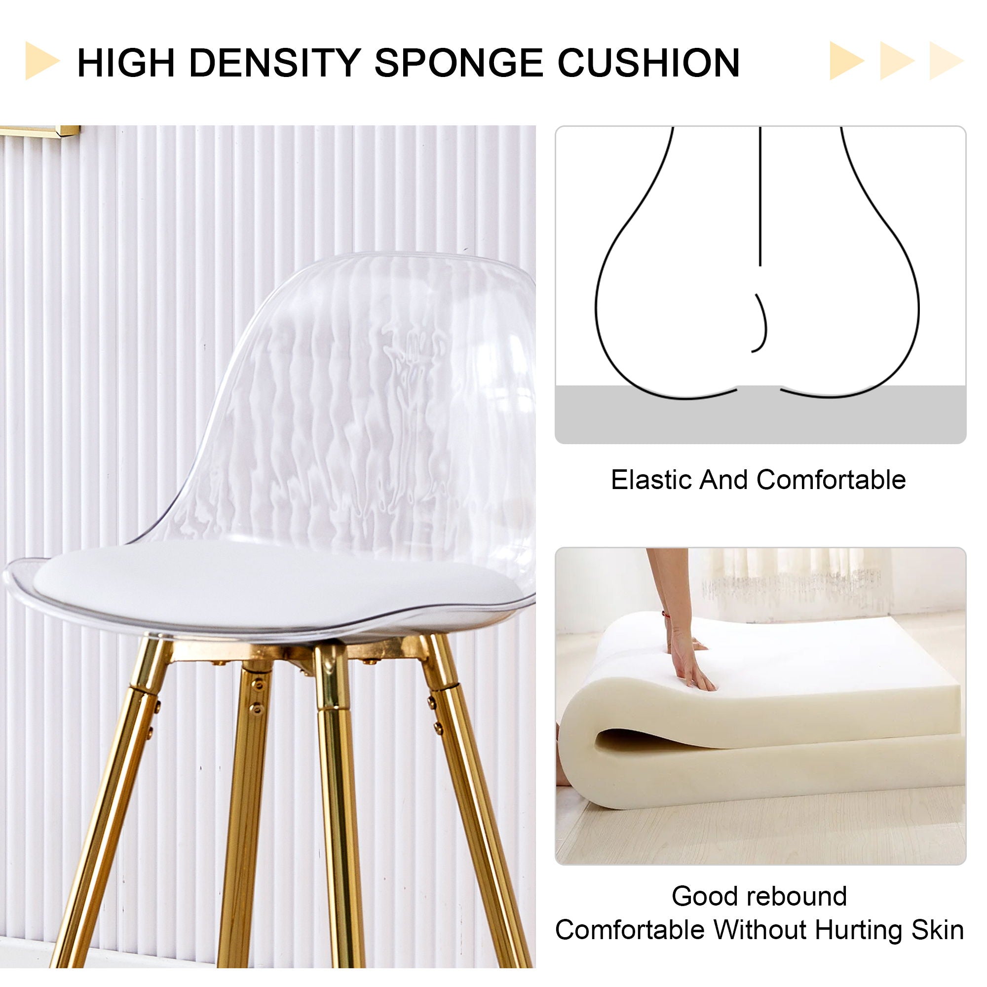 Stylish Upholstered Bar Chairs with Metal Legs